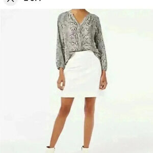 J.Crew Lightweight Snakeskin Printed Polyester Top Blouse Size M